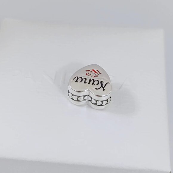 Pandora Nana Heart Charm Bead S925 ALE Sterling Silver Bracelet Pendant with box - Picture 5 of 7